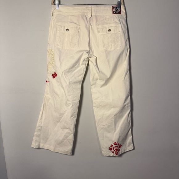 People for Peace White Cotton Pants with Floral Embroidery, Size 30 - Picture 2 of 13